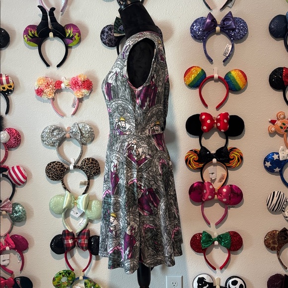 Disney Gray and Purple Villain Print Skater Dress - Picture 2 of 6